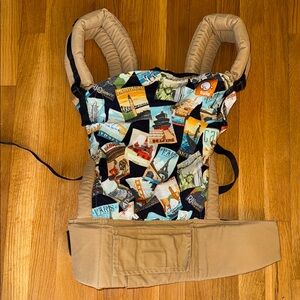 Tula Kids Carrier in Tan with Multicolor Postcard Print